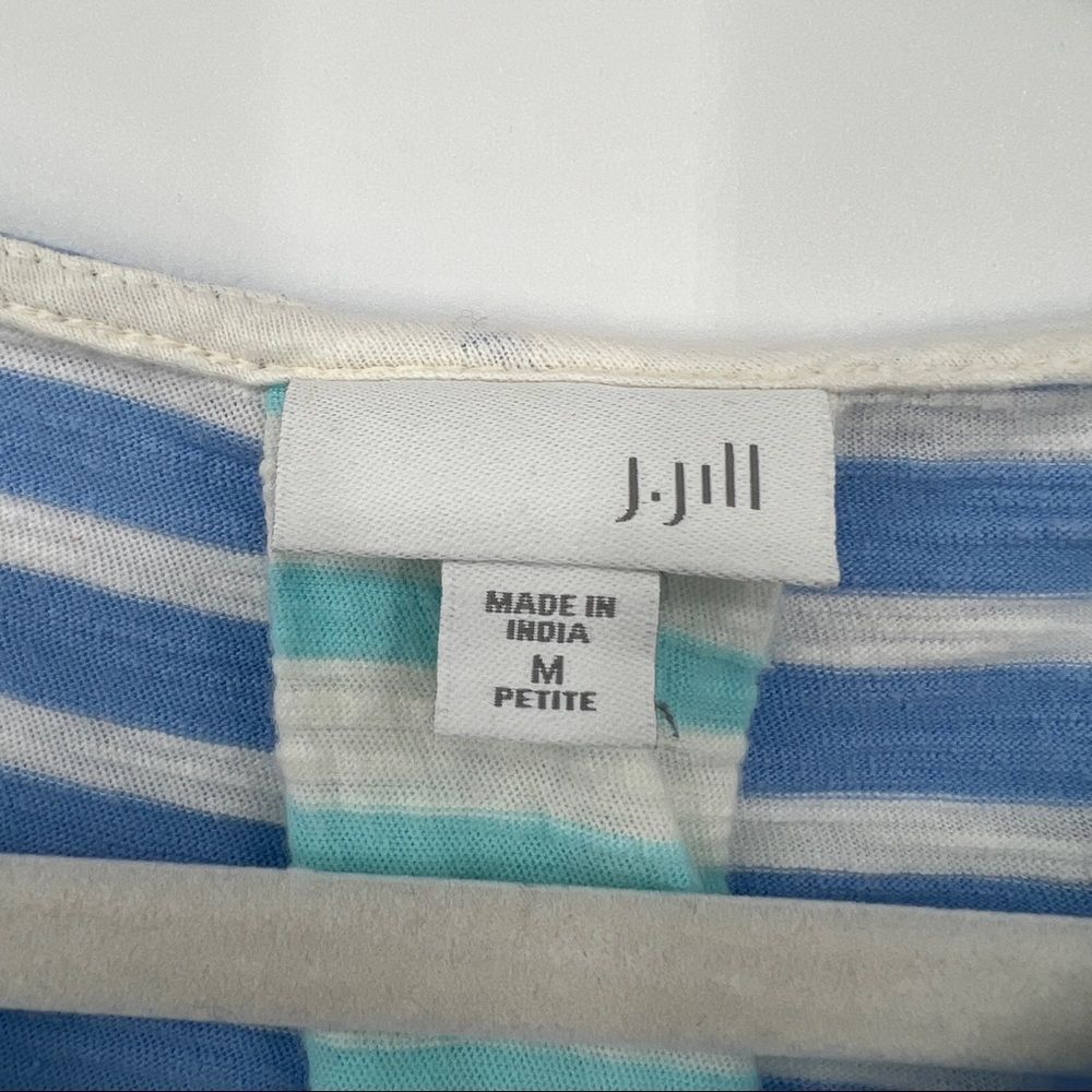 J. Jill Striped Multicolor Split Back Button Quar… - image 2